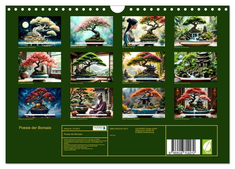 Produktbild: Poesie der Bonsais (Wandkalender 2026 DIN A4 quer), CALVENDO Monatskalender