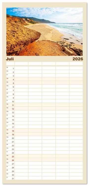 Produktbild: Familienplaner 2026 - Sardinien Insel mit Meerblick mit 5 Spalten (Wandkalender, 21 x 45 cm) CALVENDO