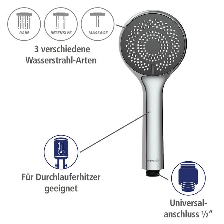 Produktbild: Duschkopf Watersaving &Oslash; 9,5 cm, Universal-Handbrause mit Wasserspar-System