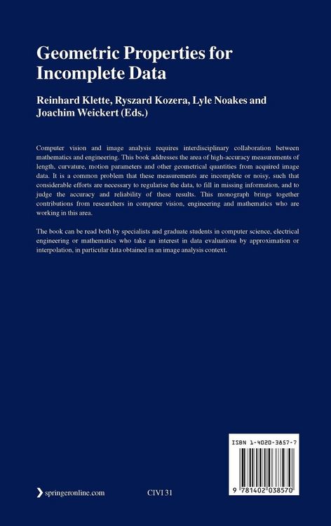 Produktbild: Geometric Properties for Incomplete Data