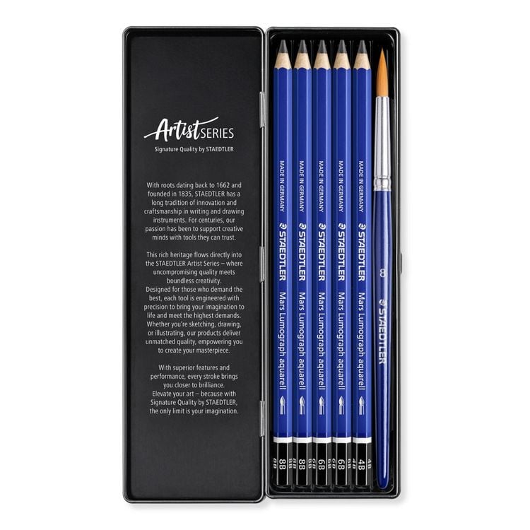 Produktbild: STAEDTLER Bleistifte Lumograph Aquarell Bleistifte, 6er Set, 5 Bleistifte + 1 Pinsel