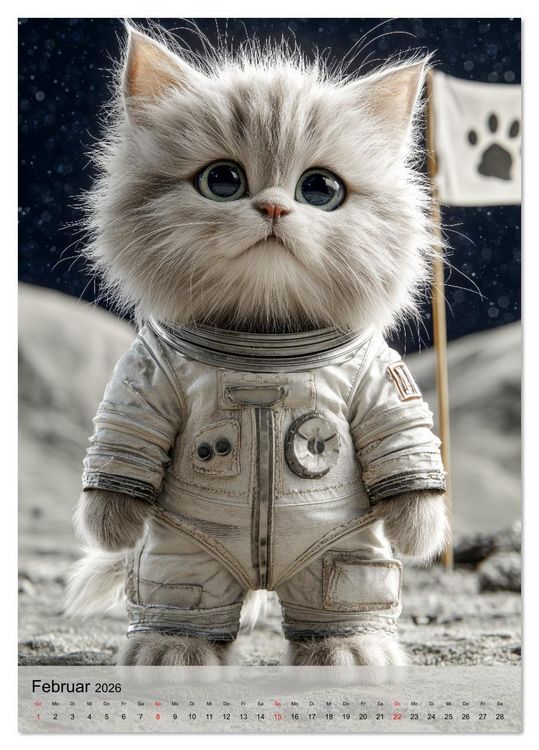 Produktbild: Katzen im Weltall - lustiger Katzenkalender f&uuml;r Kinder, Familien und Katzenliebhaber (Tischkalender 2026 DIN A5 hoch), CALVENDO Monatskalender