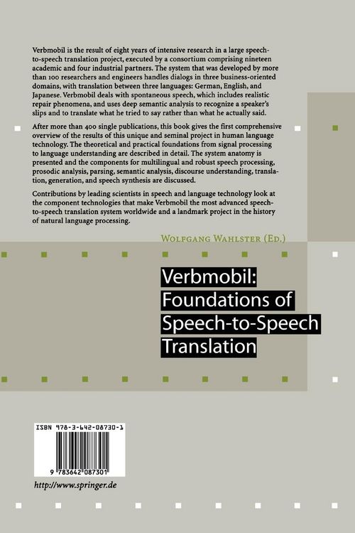 Produktbild: Verbmobil: Foundations of Speech-to-Speech Translation