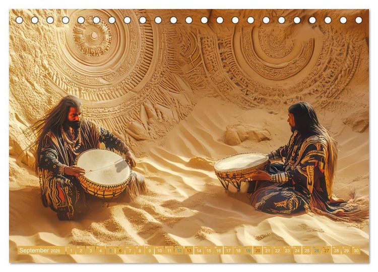Produktbild: W&uuml;stenmusikanten und W&uuml;stent&auml;nzer - Surreale Impressionen (Tischkalender 2026 DIN A5 quer), CALVENDO Monatskalender