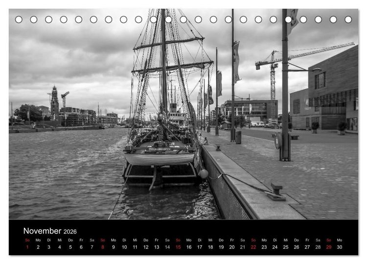 Produktbild: Bremerhaven - Blickpunkte Schwarzwei&szlig; (Tischkalender 2026 DIN A5 quer), CALVENDO Monatskalender