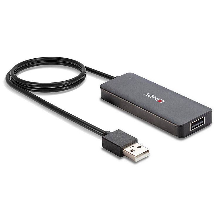 Produktbild: LINDY 42986 USB-Hub 4 Port USB-A USB 2.0 480MBit/s Schwarz 42986