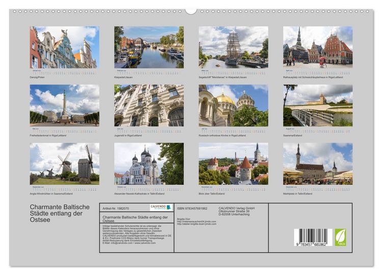 Produktbild: Charmante Baltische St&auml;dte entlang der Ostsee (hochwertiger Premium Wandkalender 2026 DIN A2 quer), Kunstdruck in Hochglanz