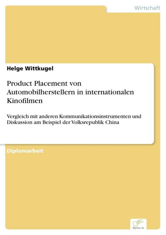Produktbild: Product Placement von Automobilherstellern in internationalen Kinofilmen