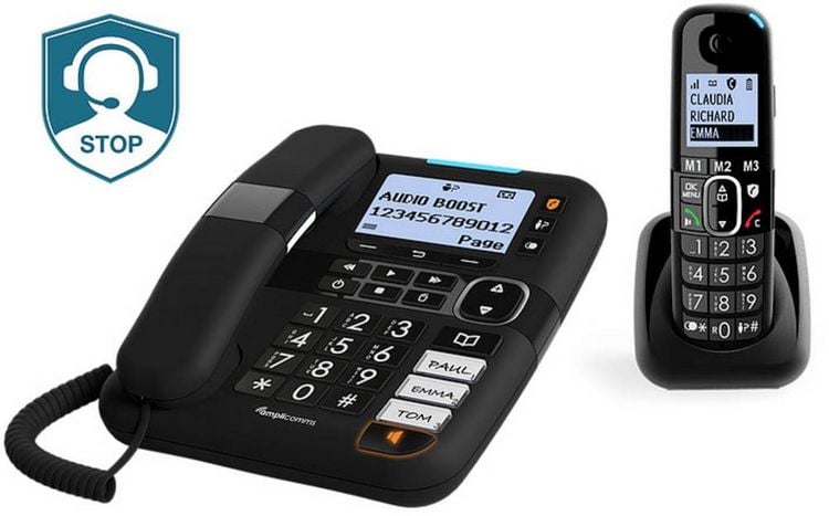Produktbild: Amplicomms BigTel 1580 Combo EU Schnurgebundenes Seniorentelefon Freisprechen, f&uuml;r H&ouml;rger&auml;te kompatibel, Wahlwiederholung, Anrufbeantworter LED-Di