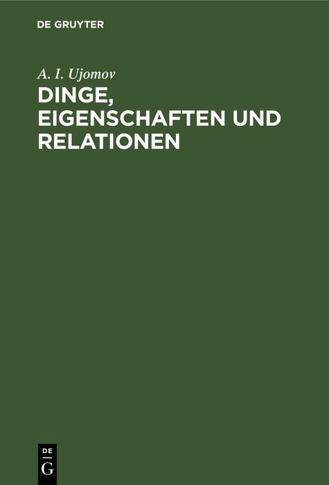 Produktbild: Dinge, Eigenschaften und Relationen