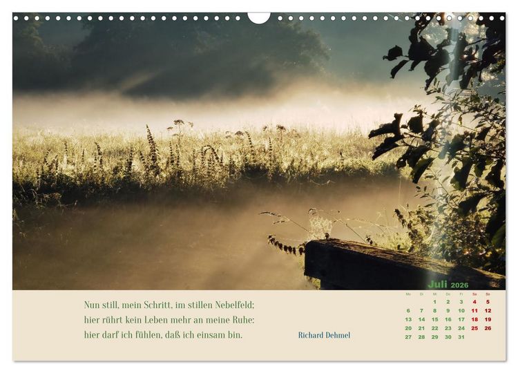 Produktbild: Nebelfarben. Ein poetischer Spaziergang (Wandkalender 2026 DIN A3 quer), CALVENDO Monatskalender