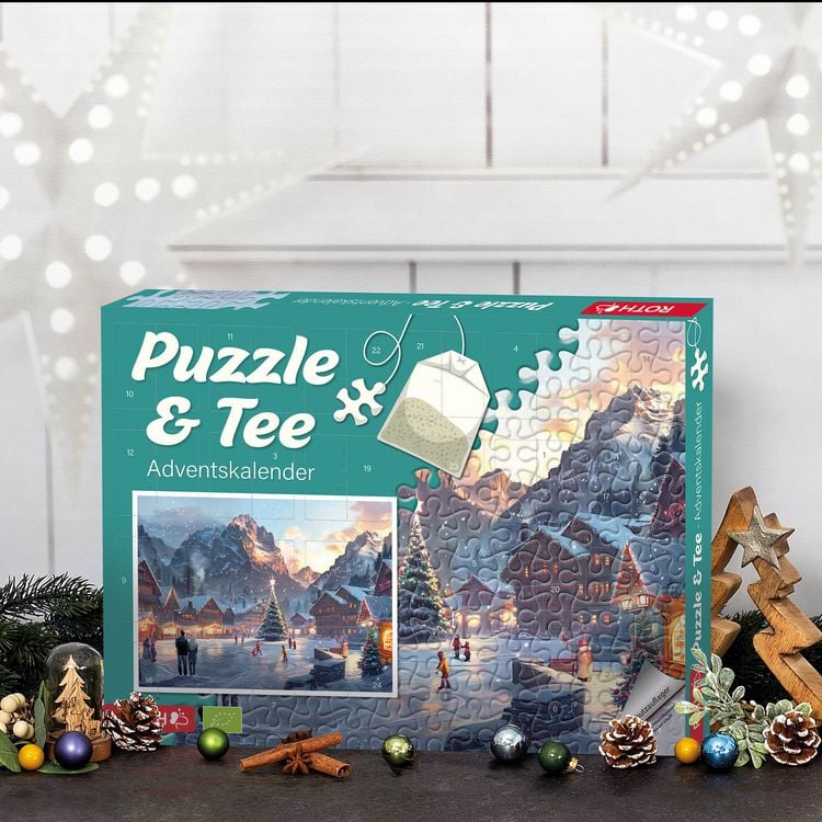 Produktbild: Puzzle & Bio-Tee-Adventskalender Motiv Eislaufen