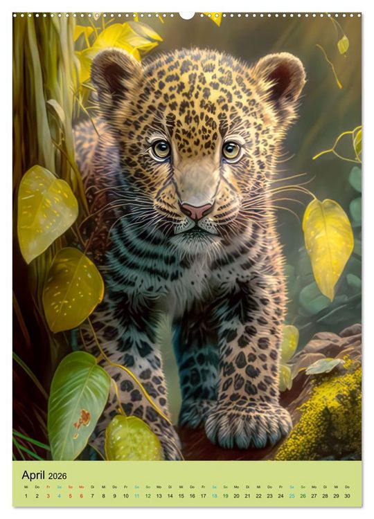 Produktbild: Dschungelbabys - Artwork (hochwertiger Premium Wandkalender 2026 DIN A2 hoch), Kunstdruck in Hochglanz
