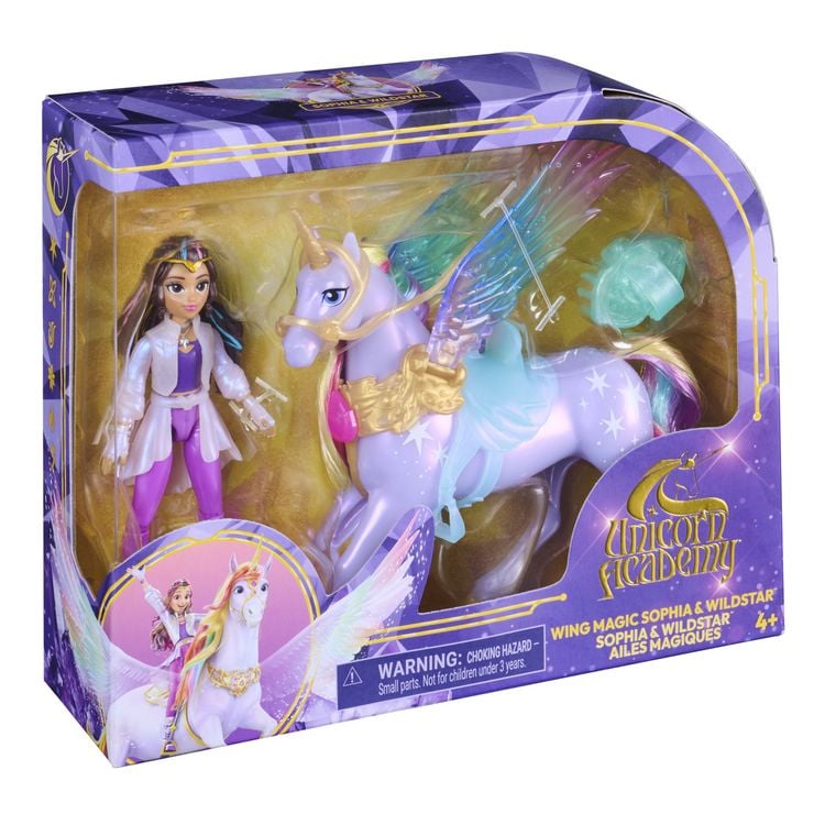 Produktbild: Unicorn Academy - Wing Magic Sophia & Wildstar Spielset, Einhorn-und-Puppe-Set mit Fl&uuml;geln, Alicorn mit Reiterin & Zubeh&ouml;r, ab 4 J.