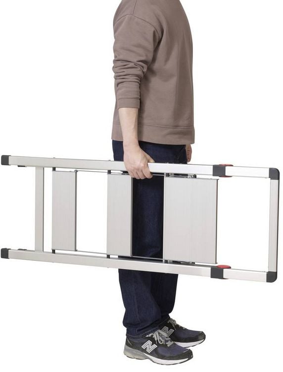 Produktbild: TOOLCRAFT TO-10104639 Aluminiumlegierung Doppel-Stufentritt klappbar, Montage ohne Werkzeug Silber EN 14183 3.9 kg