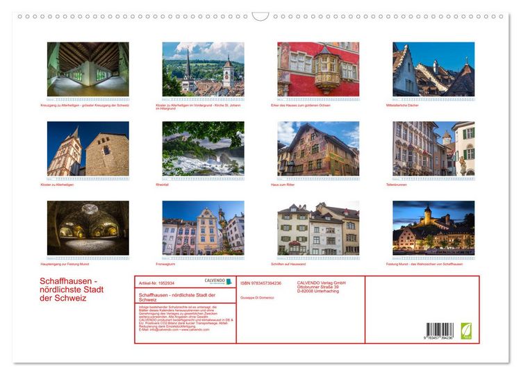 Produktbild: Schaffhausen - n&ouml;rdlichste Stadt der Schweiz (Wandkalender 2026 DIN A2 quer), CALVENDO Monatskalender