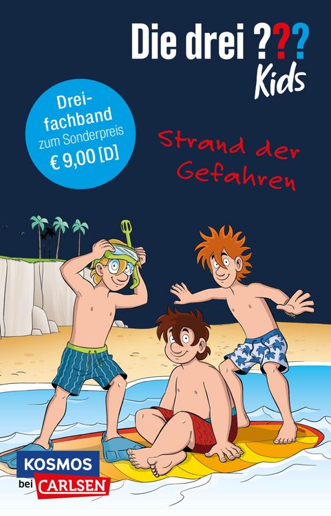 Produktbild: Die drei ??? Kids: Strand der Gefahren. Dreifachband. (Enth&auml;lt die B&auml;nde: Achtung, Strandr&auml;uber!, Insel der Haie, Surfstrand in Gefahr)
