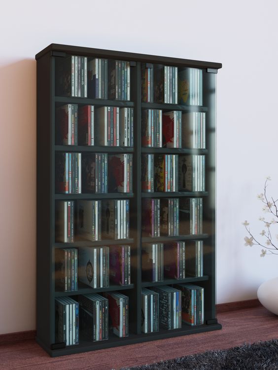 Produktbild: Holz CD DVD Stand Regal Schrank Roma Glast&uuml;r