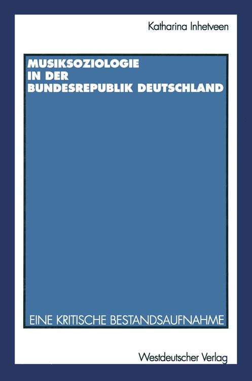 Produktbild: Musiksoziologie in der Bundesrepublik Deutschland
