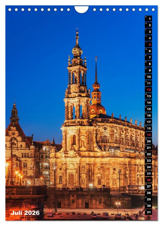 Produktbild: Dresden bei Nacht (Wandkalender 2026 DIN A4 hoch), CALVENDO Monatskalender