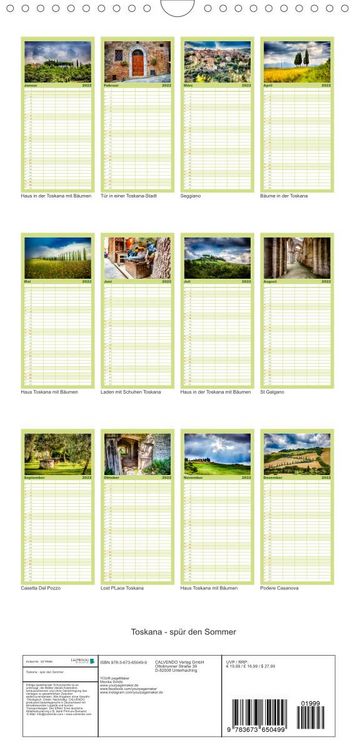 Produktbild: Familienplaner Toskana - sp&uuml;r den Sommer (Wandkalender 2022 , 21 cm x 45 cm, hoch)