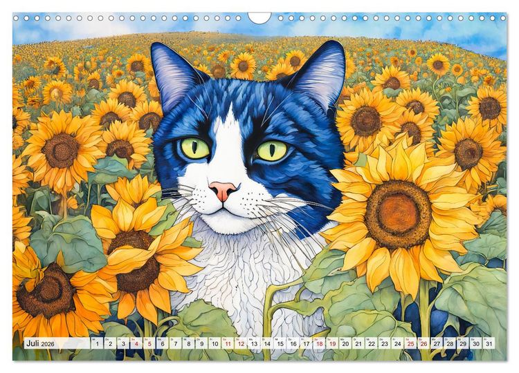 Produktbild: Katzenzauber - Katzenkalender mit stimmungsvollen Bildern (Wandkalender 2026 DIN A3 quer), CALVENDO Monatskalender