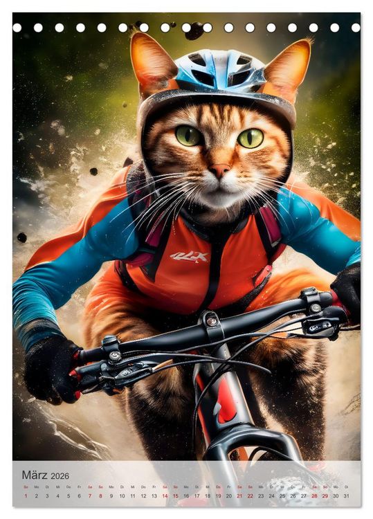 Produktbild: Outdoorsport f&uuml;r Katzen (Tischkalender 2026 DIN A5 hoch), CALVENDO Monatskalender