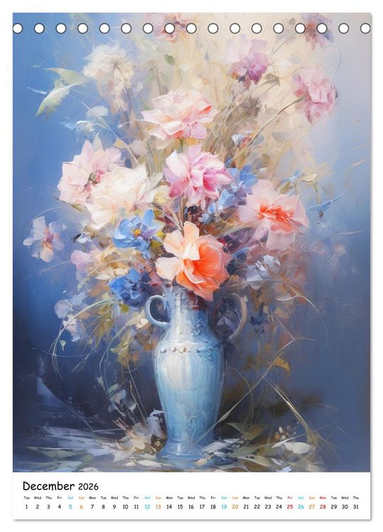 Produktbild: Blossoms & Vases (Desk Calendar 2026 DIN A5 portrait), CALVENDO 12 Month DeskCalendar