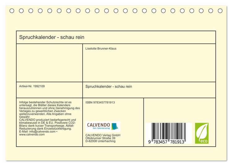 Produktbild: Spruchkalender - schau rein (Tischkalender 2026 DIN A5 quer), CALVENDO Monatskalender