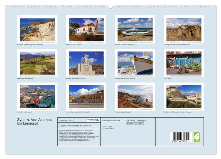 Produktbild: Zypern. Von Akamas bis Limassol (hochwertiger Premium Wandkalender 2026 DIN A2 quer), Kunstdruck in Hochglanz