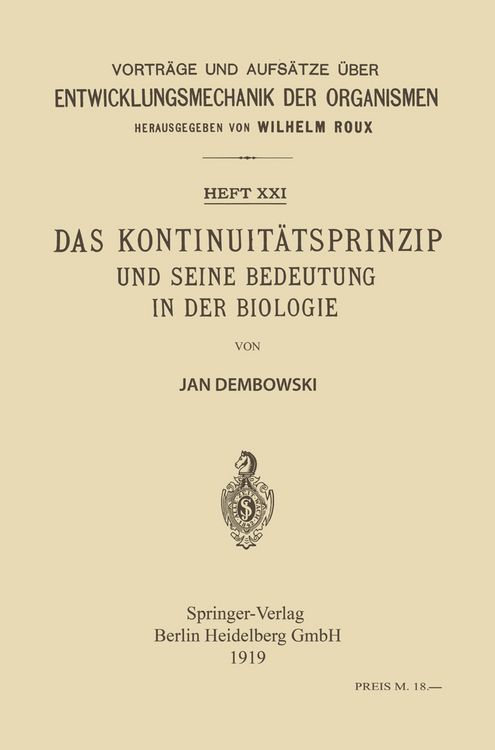 Produktbild: Das Kontinuit&auml;tsprinzip und seine Bedeutung in der Biologie
