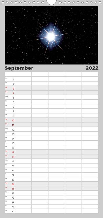 Produktbild: Familienplaner Himmlische Impressionen (Wandkalender 2022 , 21 cm x 45 cm, hoch)