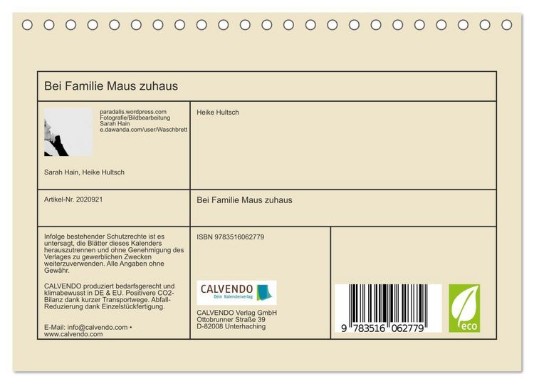 Produktbild: Bei Familie Maus zuhaus (Tischkalender 2026 DIN A5 quer), CALVENDO Monatskalender