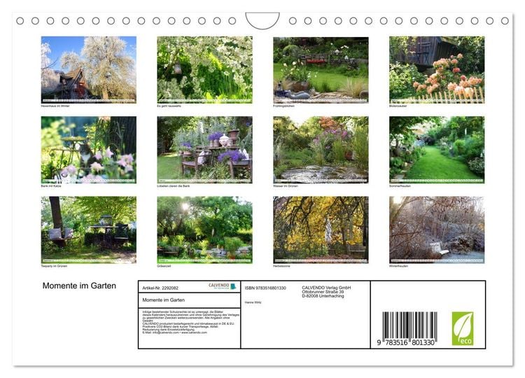 Produktbild: Momente im Garten (Wandkalender 2027 DIN A4 quer), CALVENDO Monatskalender