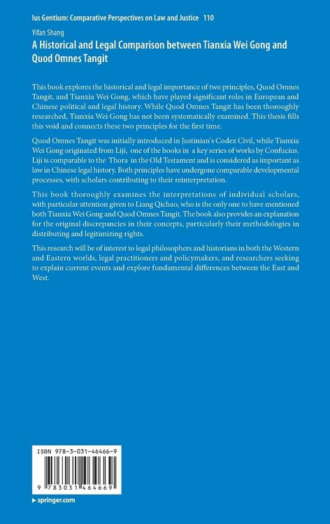 Produktbild: A Historical and Legal Comparison between Tianxia Wei Gong and Quod Omnes Tangit