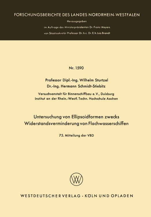 Produktbild: Untersuchung von Ellipsoidformen zwecks Widerstandsverminderung von Flachwasserschiffen