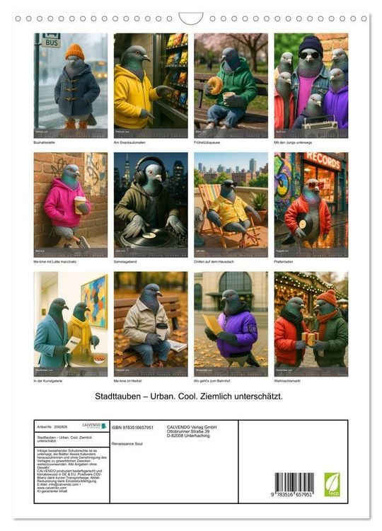 Produktbild: Stadttauben &ndash; Urban. Cool. Ziemlich untersch&auml;tzt. (Wandkalender 2026 DIN A3 hoch), CALVENDO Monatskalender
