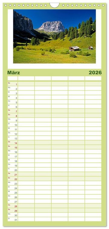 Produktbild: Familienplaner 2026 - S&Uuml;DTIROL - Land der Berge mit 5 Spalten (Wandkalender, 21 x 45 cm) CALVENDO