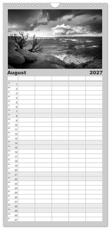 Produktbild: Familienplaner 2027 - Monochrome Wonders mit 5 Spalten (Wandkalender, 21 x 45 cm) CALVENDO