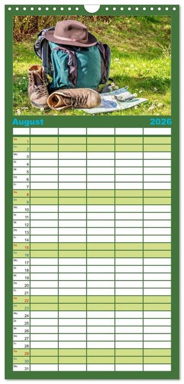 Produktbild: Familienplaner 2026 - WANDERN &uuml;ber Stock und Stein in der Schweiz mit 5 Spalten (Wandkalender, 21 x 45 cm) CALVENDO