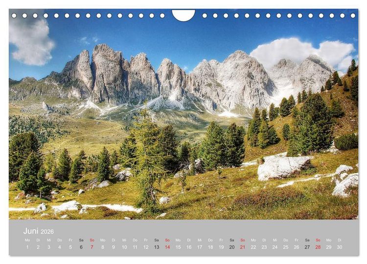Produktbild: Giganten der Dolomiten - Die Dreitausender (Wandkalender 2026 DIN A4 quer), CALVENDO Monatskalender
