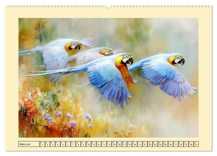 Produktbild: Hyazint-Aras. Die blauen Papageien aus S&uuml;damerika (hochwertiger Premium Wandkalender 2027 DIN A2 quer), Kunstdruck in Hochglanz