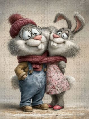 Produktbild: CALVENDO Puzzle Hasen - Liebe | 1000 Teile Lege-Gr&ouml;&szlig;e 64x48cm Foto-Puzzle f&uuml;r gl&uuml;ckliche Stunden