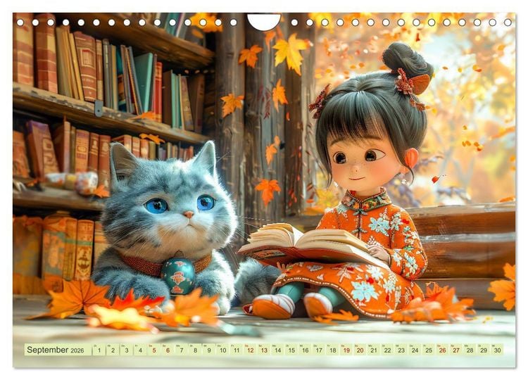 Produktbild: Lina und die Katzen - Magische Abenteuer in niedlichen Szenen (Wandkalender 2026 DIN A4 quer), CALVENDO Monatskalender