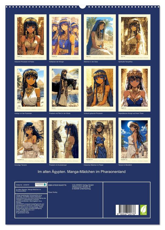 Produktbild: Im alten &Auml;gypten. Manga-M&auml;dchen im Pharaonenland (hochwertiger Premium Wandkalender 2026 DIN A2 hoch), Kunstdruck in Hochglanz