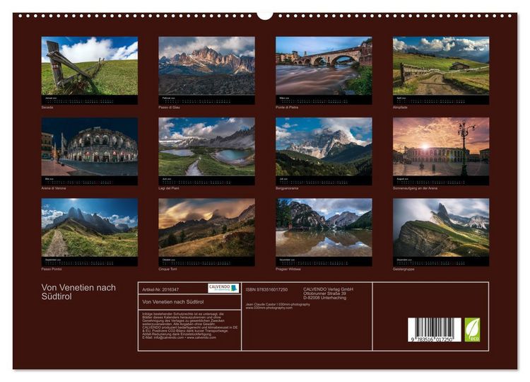 Produktbild: Von Venetien nach S&uuml;dtirol (hochwertiger Premium Wandkalender 2026 DIN A2 quer), Kunstdruck in Hochglanz
