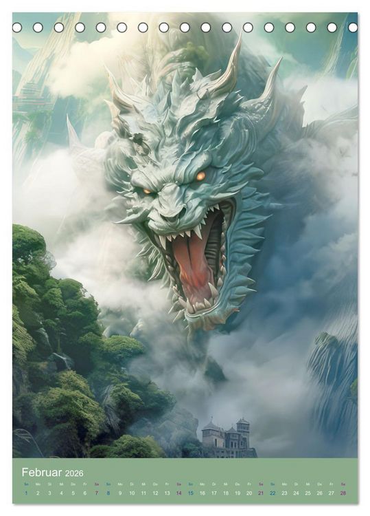 Produktbild: Sagenland der Drachen (Tischkalender 2026 DIN A5 hoch), CALVENDO Monatskalender