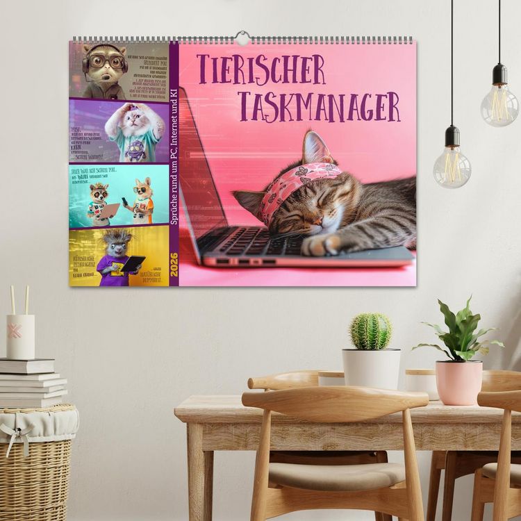 Produktbild: Tierischer Taskmanager (Wandkalender 2026 DIN A2 quer), CALVENDO Monatskalender
