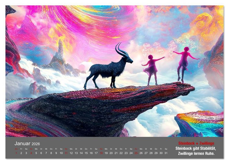 Produktbild: Sternzeichen im Einklang - Aszendent im Jahreshoroskop (Wandkalender 2026 DIN A3 quer), CALVENDO Monatskalender