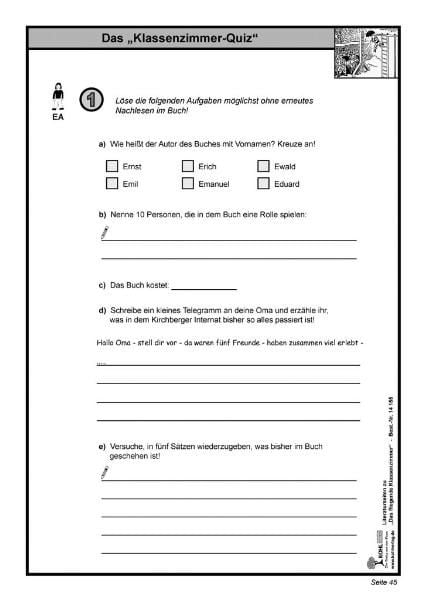 Produktbild: Das fliegende Klassenzimmer - Literaturseiten